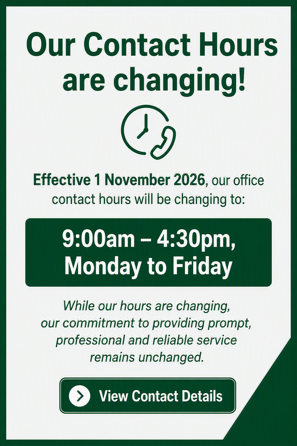Contact Hours Change